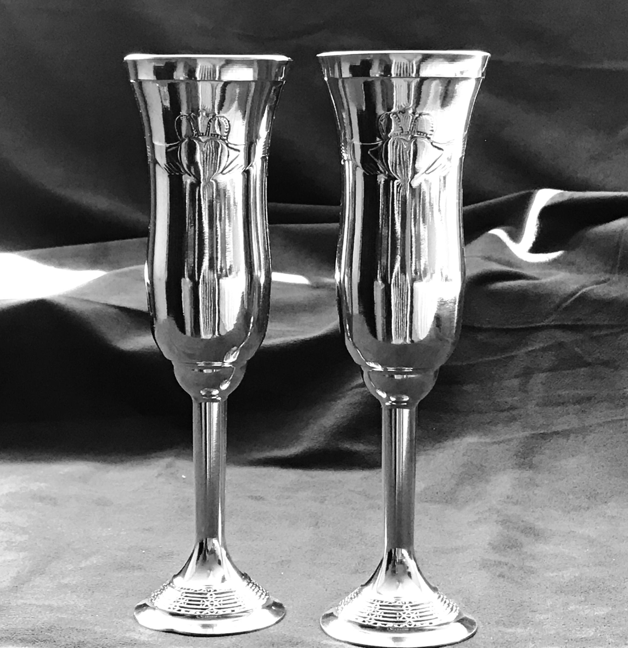 Mullingar Pewter Claddagh Champagne Glasses