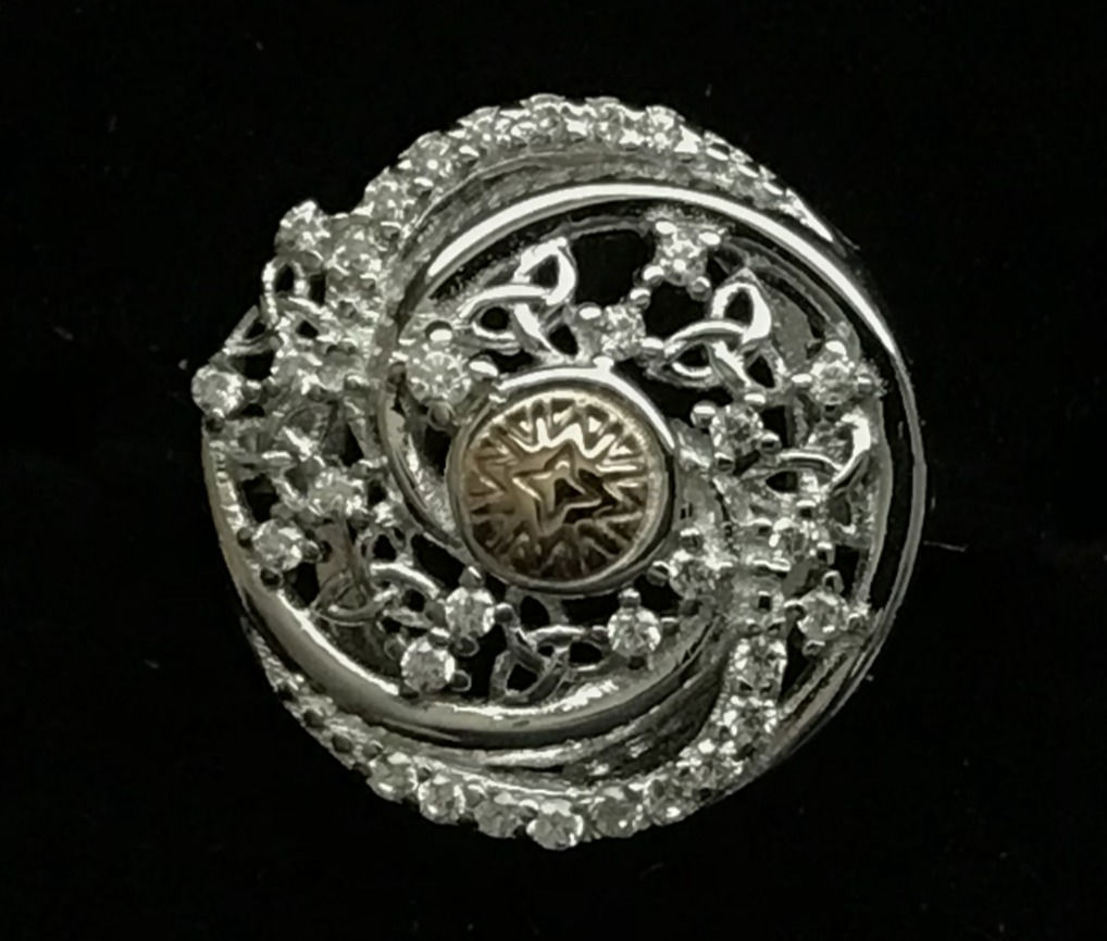 Solstice Ring with Swirls and 18K Gold Bead