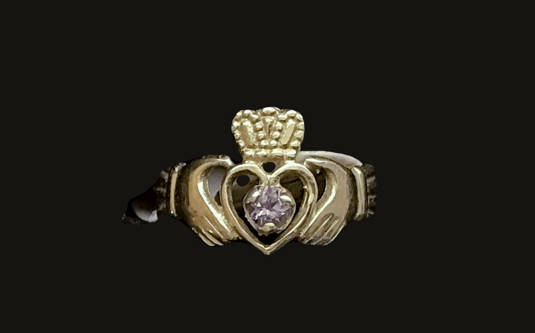 10K Gold June Birthstone Claddagh Ring
