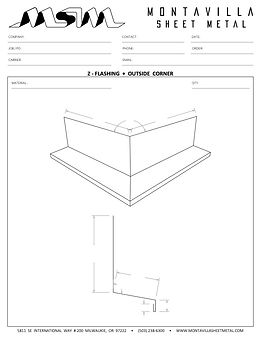 Z FLASH OUTSIDE CORNER • NO KICK order sheet