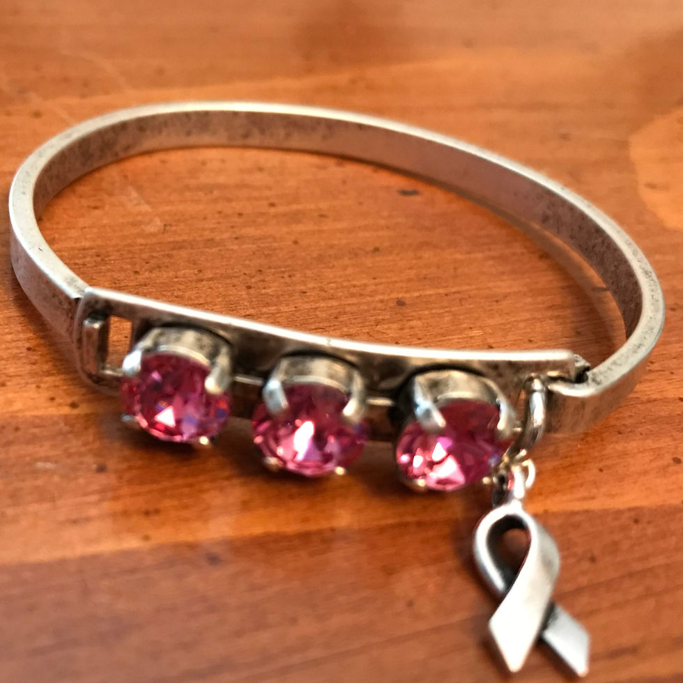 Everlasting Three-Stone Bangle - Rose Pink Ribbon