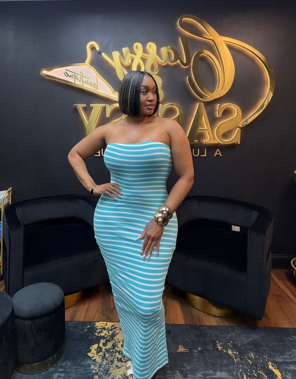 Thumbnail: Lady of the Hour Striped Maxi Dress(blue)