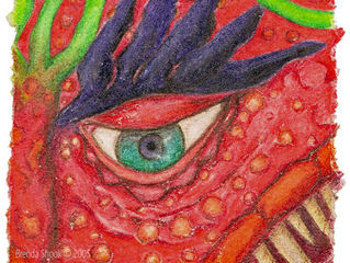 A Battle of Wills (Two Dragons--Sky and Sea), colored pencil & graphite, 2018
