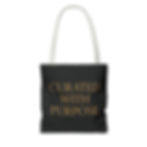 Thumbnail: Curated With Purpose Tote Bag — Elegant Black & Gold Inspirational Canvas Tote