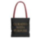 Thumbnail: Curated With Purpose Tote Bag — Elegant Black & Gold Inspirational Canvas Tote