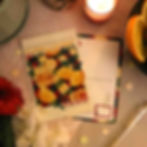 Watermelon blanket postcard with lemons arranged as melonades and gentle reminder to slow down