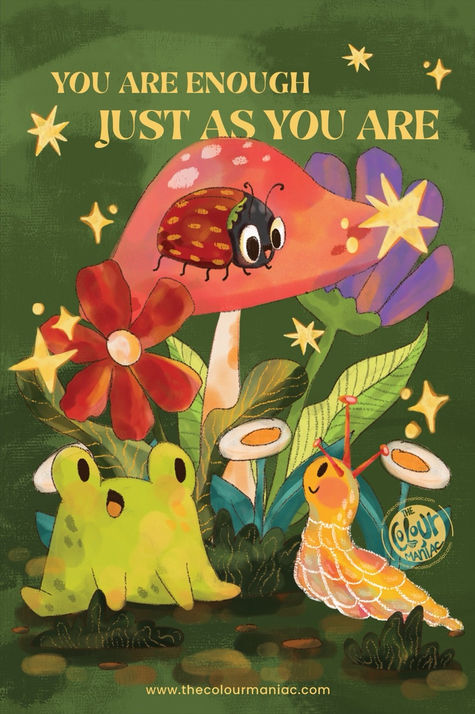 children's book illustration with magical forest and animals loose watercolour gouache style