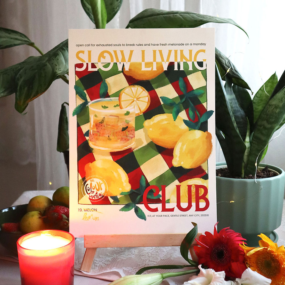 Slow Living Club picnic illustration A4 A3 Print for home and work burntout recovery art print