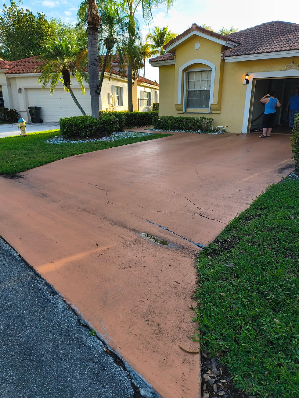 Eye-level view of a clean driveway after pressure washing