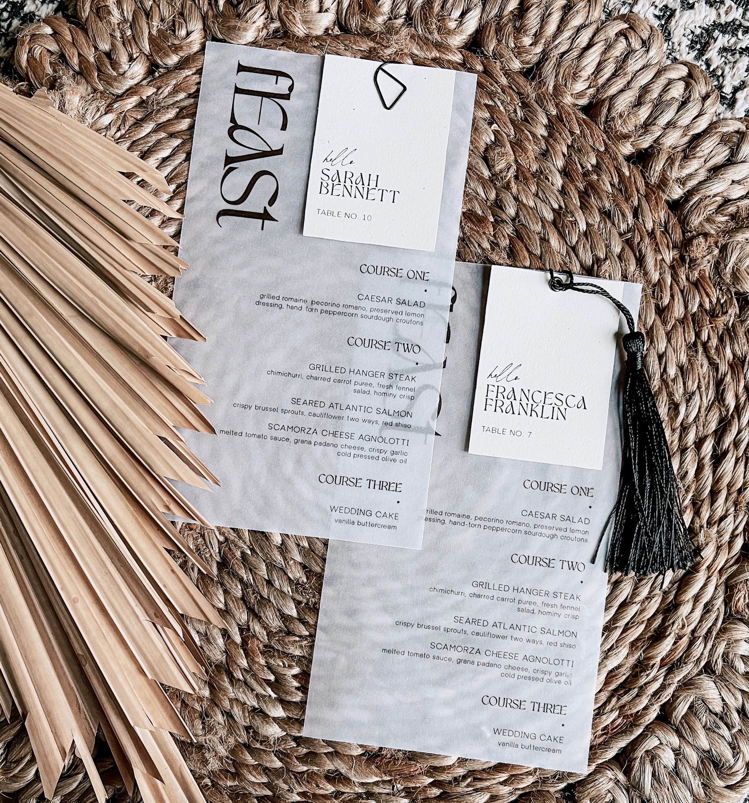 THE BRIAR MENU + ESCORT CARD