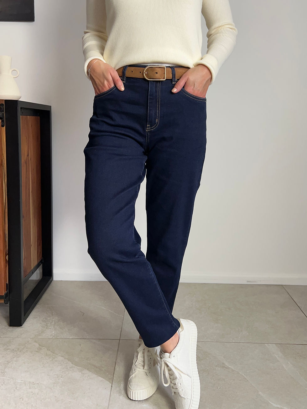 Jean brut bleu coupe MUM COTON