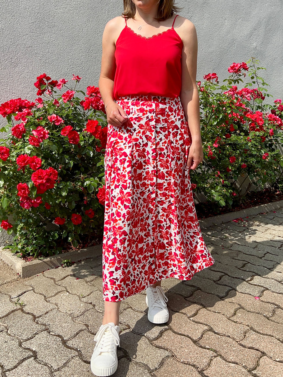 Miniature : Jupe longue fleurie rouge VIOLETTE