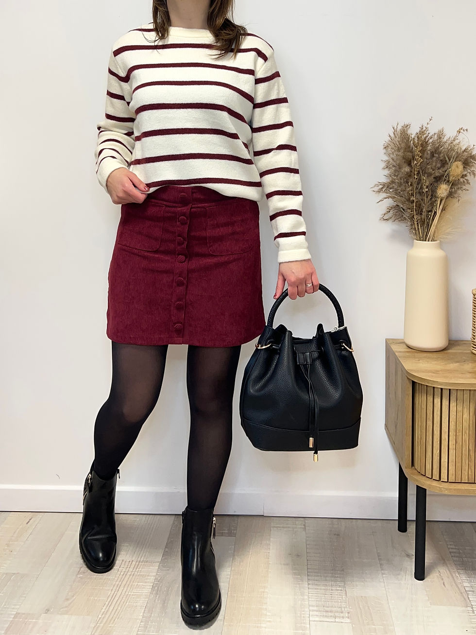 Miniature : Jupe courte velours bordeaux JONC