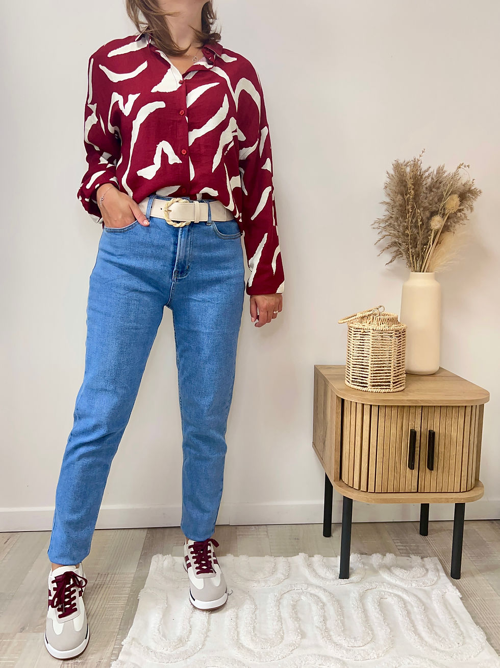 Miniature : Chemisier bordeau/écru VIGNE