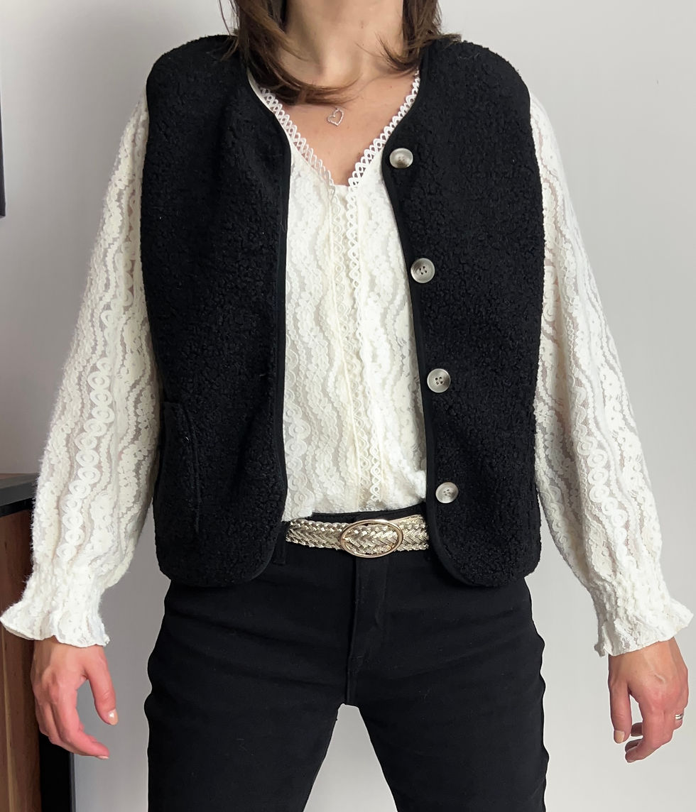 Gilet sans manches noir moumoute NARCISSE