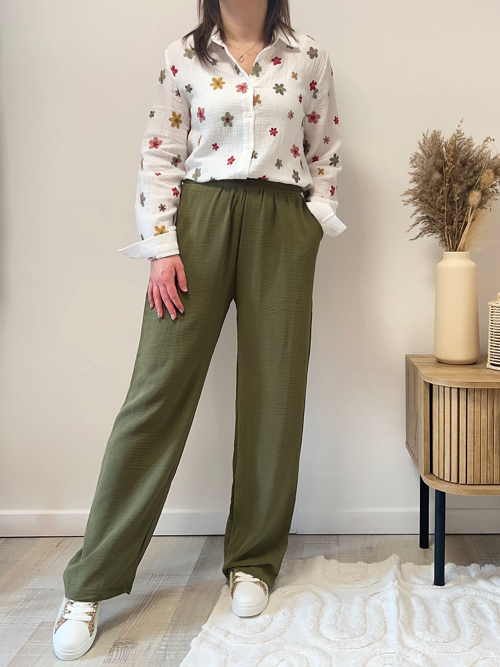Miniature : Pantalon fluide uni kaki CROCUS