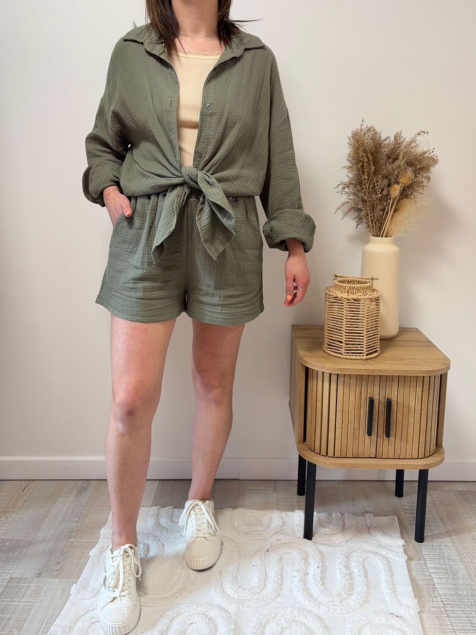 Miniature : Ensemble gaze de coton chemise/short IRIS