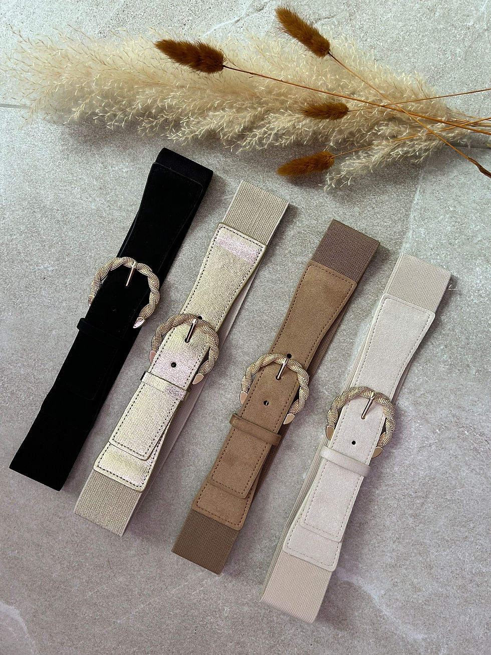 Ceinture élastique bouclé doré PLUME