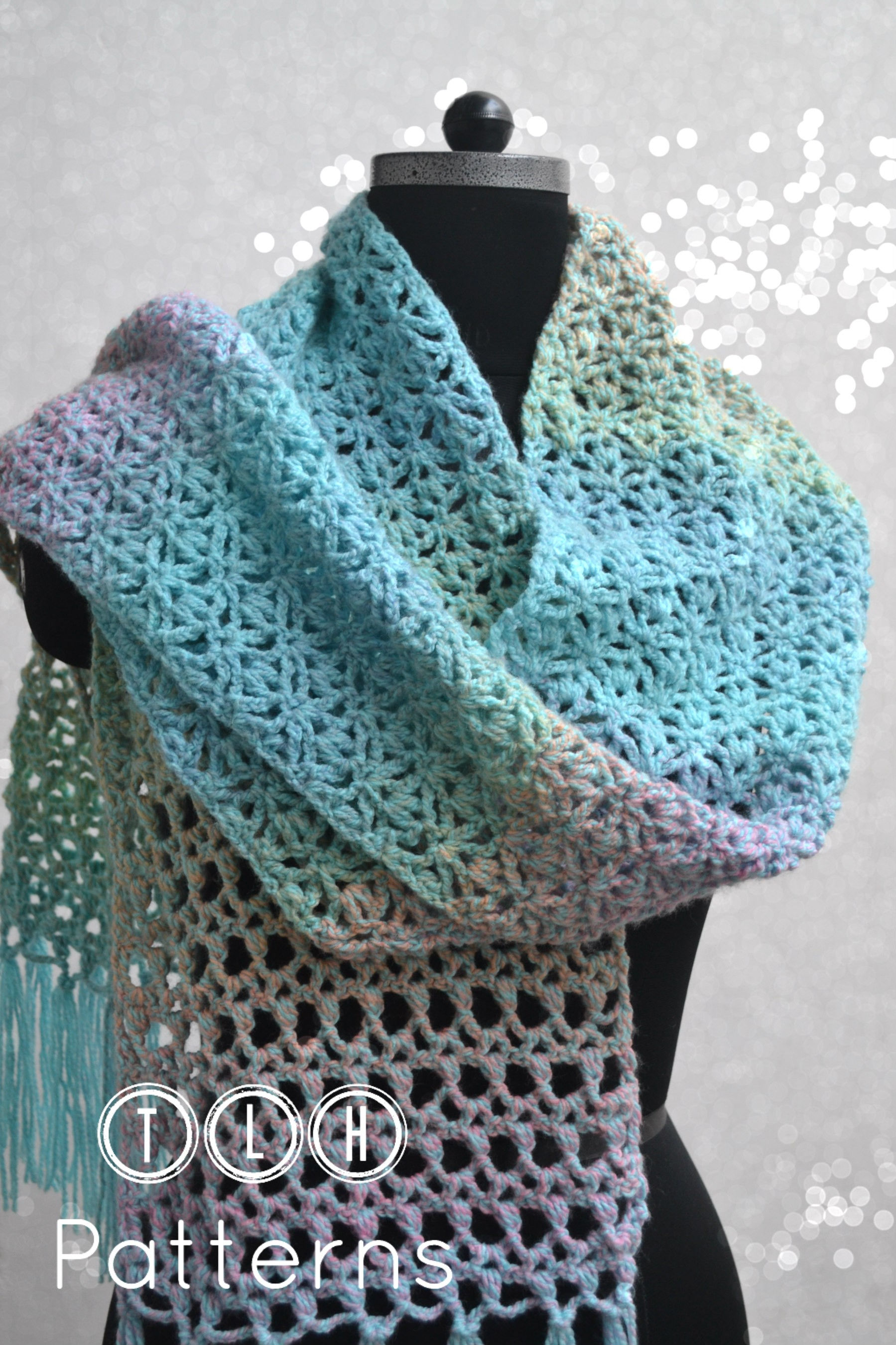 Pastel confetti scarf crochet pattern