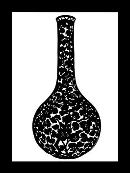artist joyce armentano, cut paper, vase, black and white