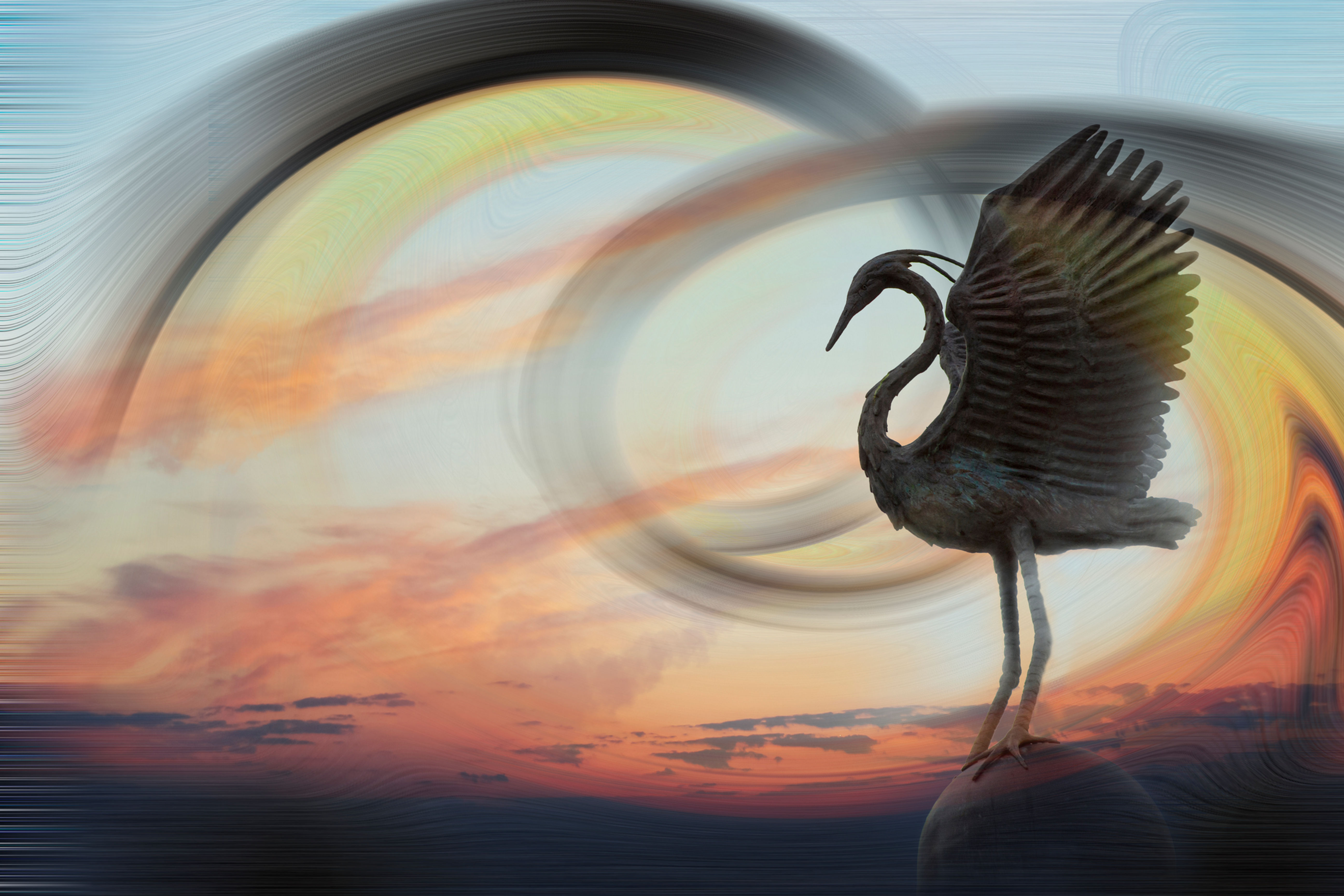 sunset, bird, silhouette, ethereal photography, deb potis photography, contemporary wall decor