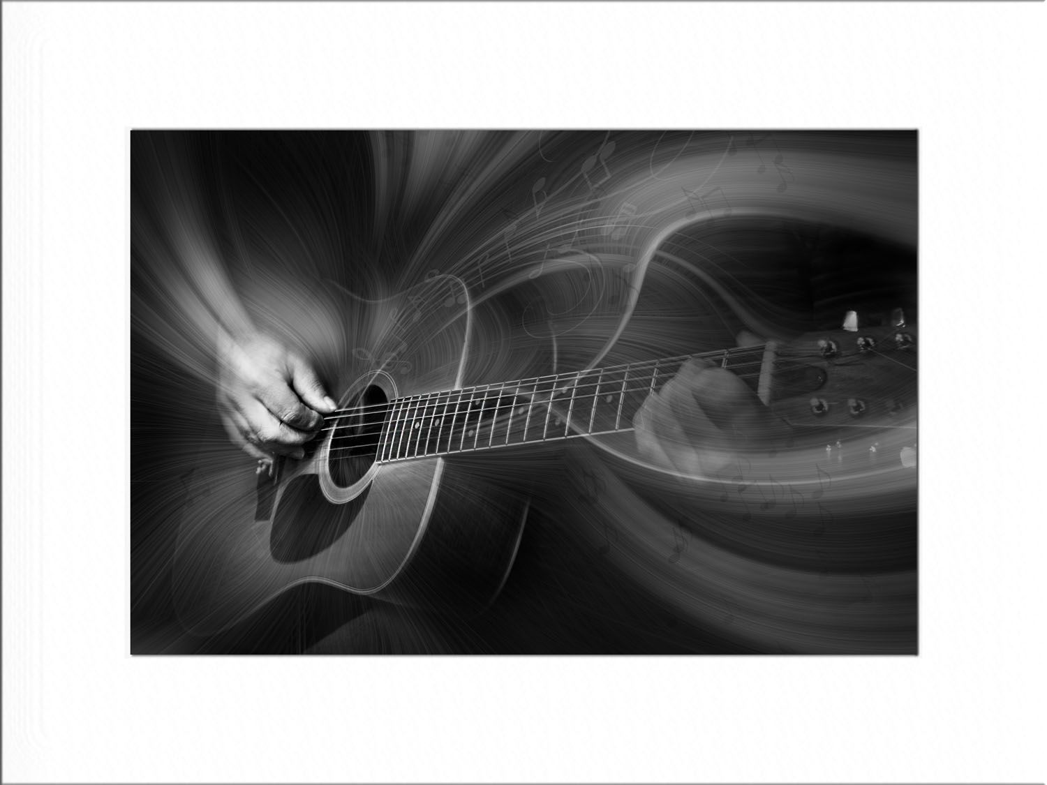 Matted print unframed Guitar Man