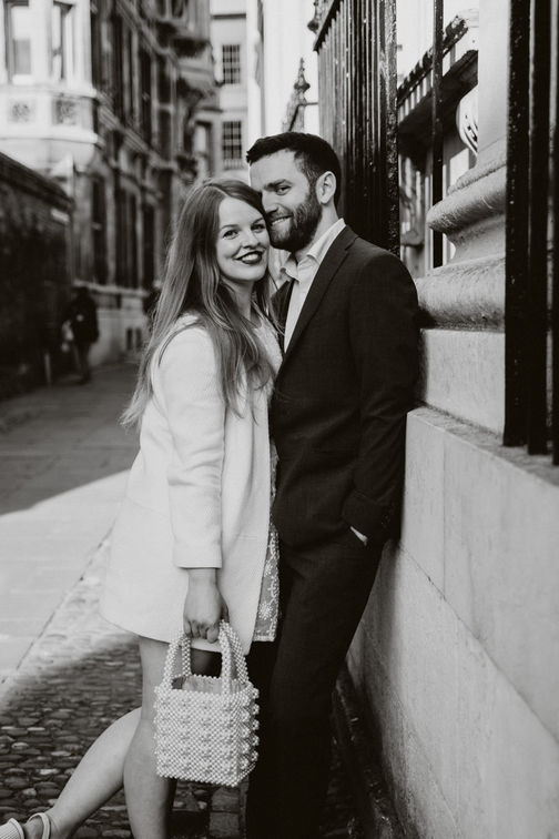 Black & White couple portrait, best wedding photography locations Cambridge.