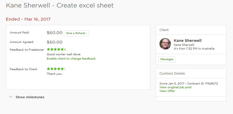 Create excel sheet