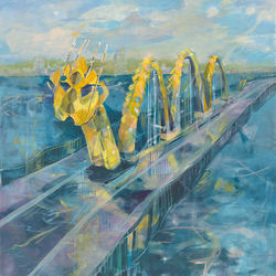 Dragon Bridge Day 48x48 Oil on Canvas