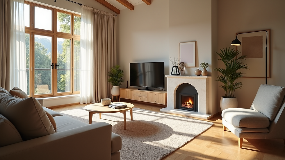 High angle view of a cozy, allergen-free living space