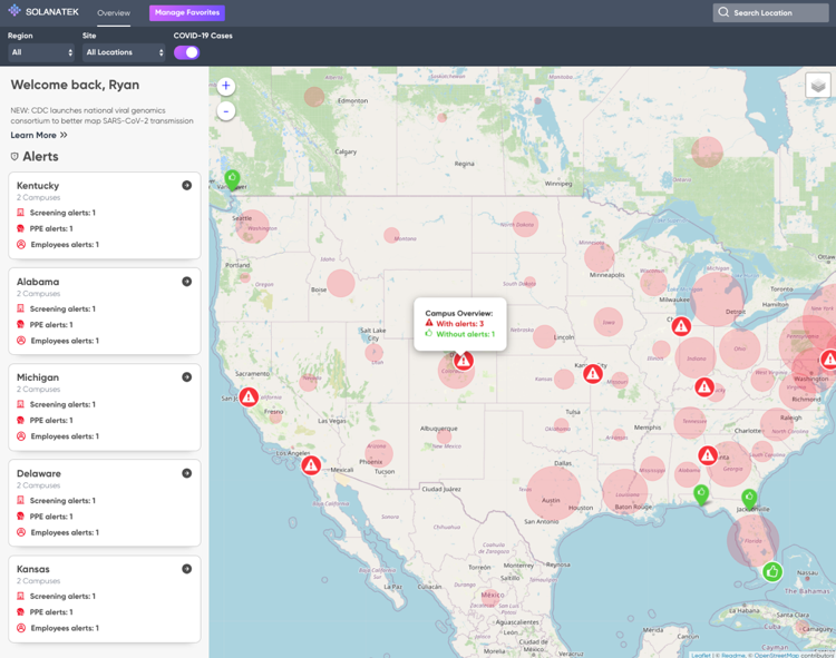 Safe Workplace Dashboard for Covid-19 ServiceNow
