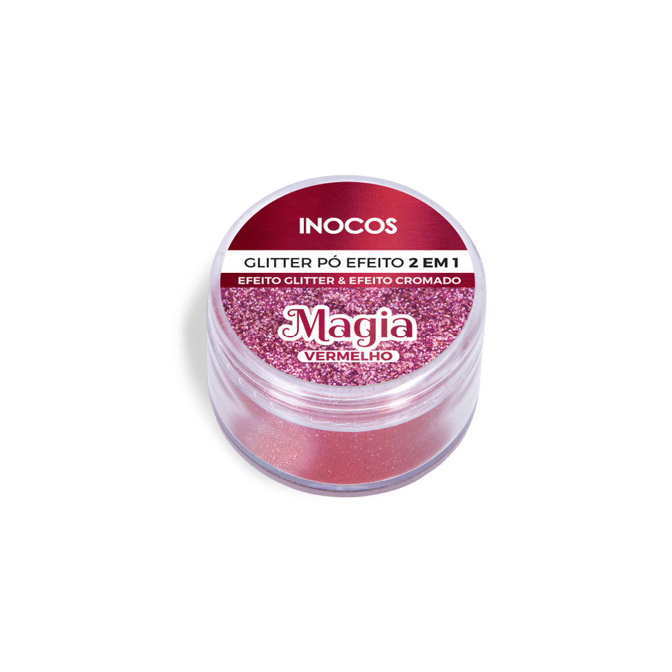 INOCOS Magia Glitter Pó Efeito 2 em 1 Vermelho