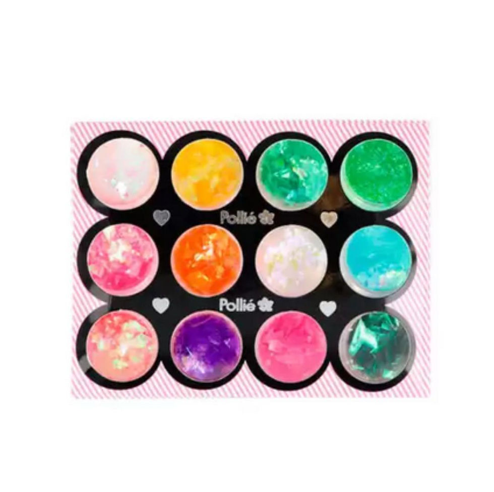 Paleta de pigmentos coloridos: 12 potes