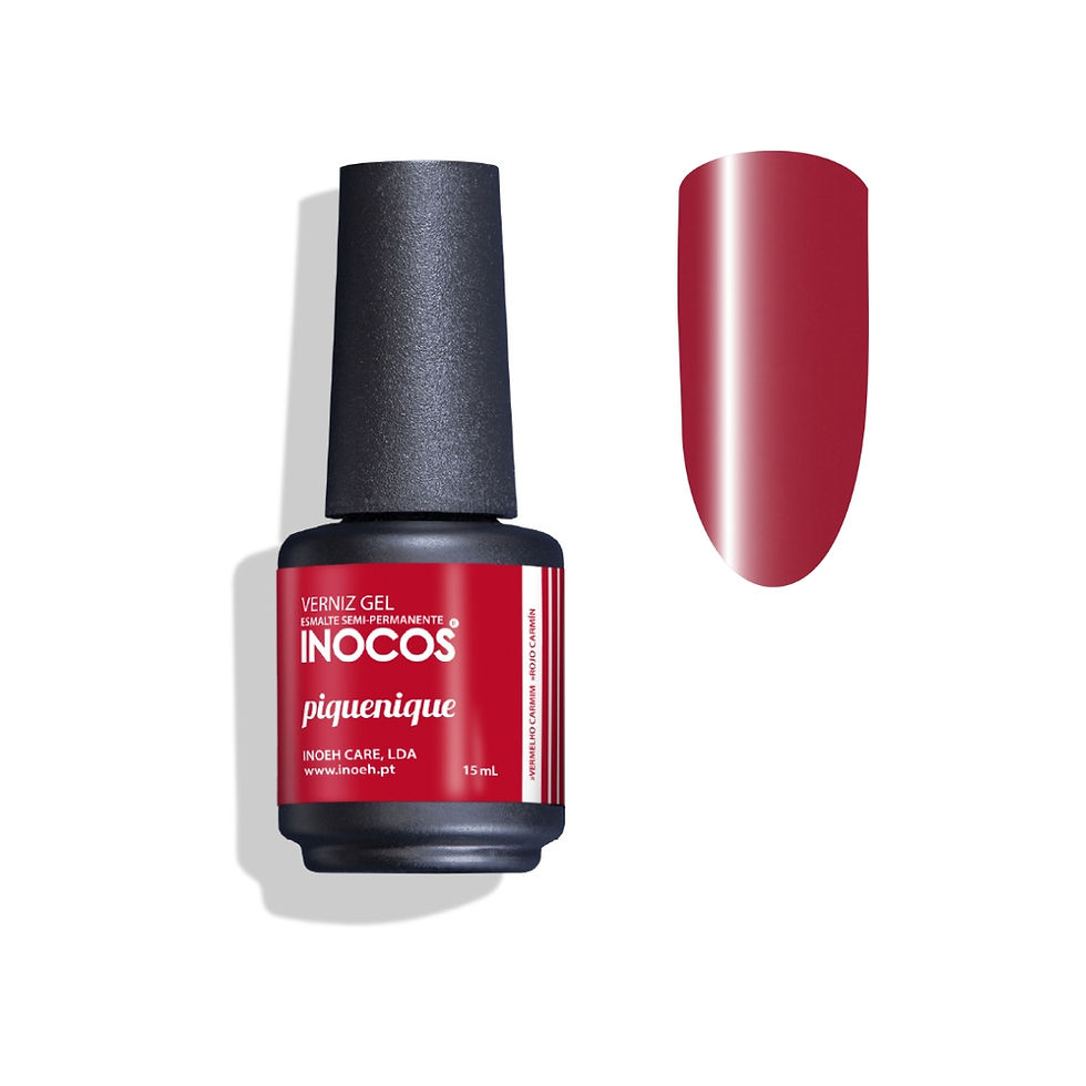 Esmalte semipermanente INOCOS piquenique, vermelho-escuro, 15ml.