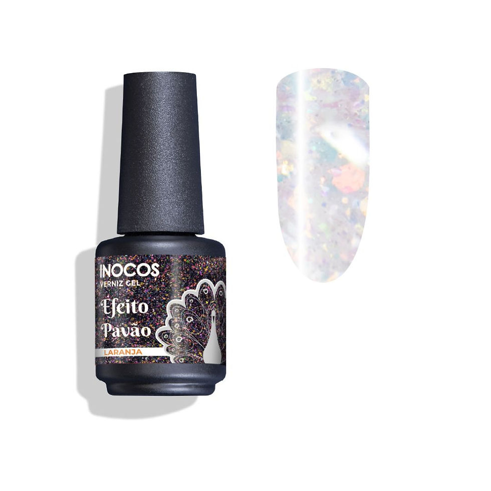 Verniz Gel Inocos Pavão Laranja: esmalte com efeito iridescente