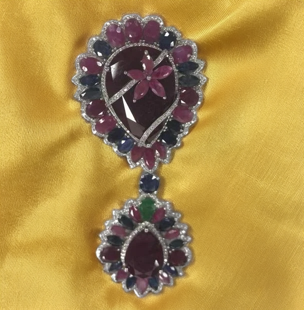 Debutante Multi Gemstone Platinum Pendant
