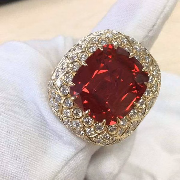 28ct Cushion Cut Red Ruby Ring all Hand made