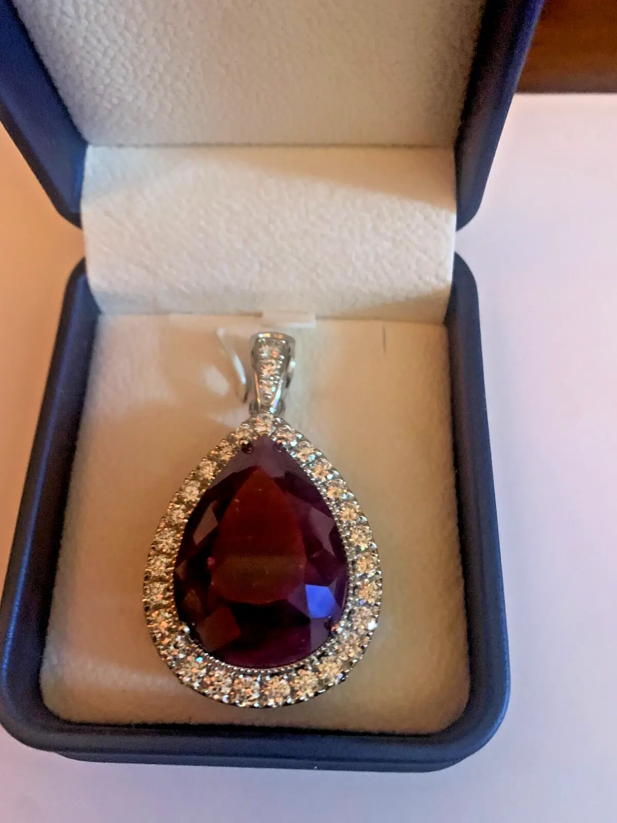 80ct Ruby & Diamond solid platinum Pendant