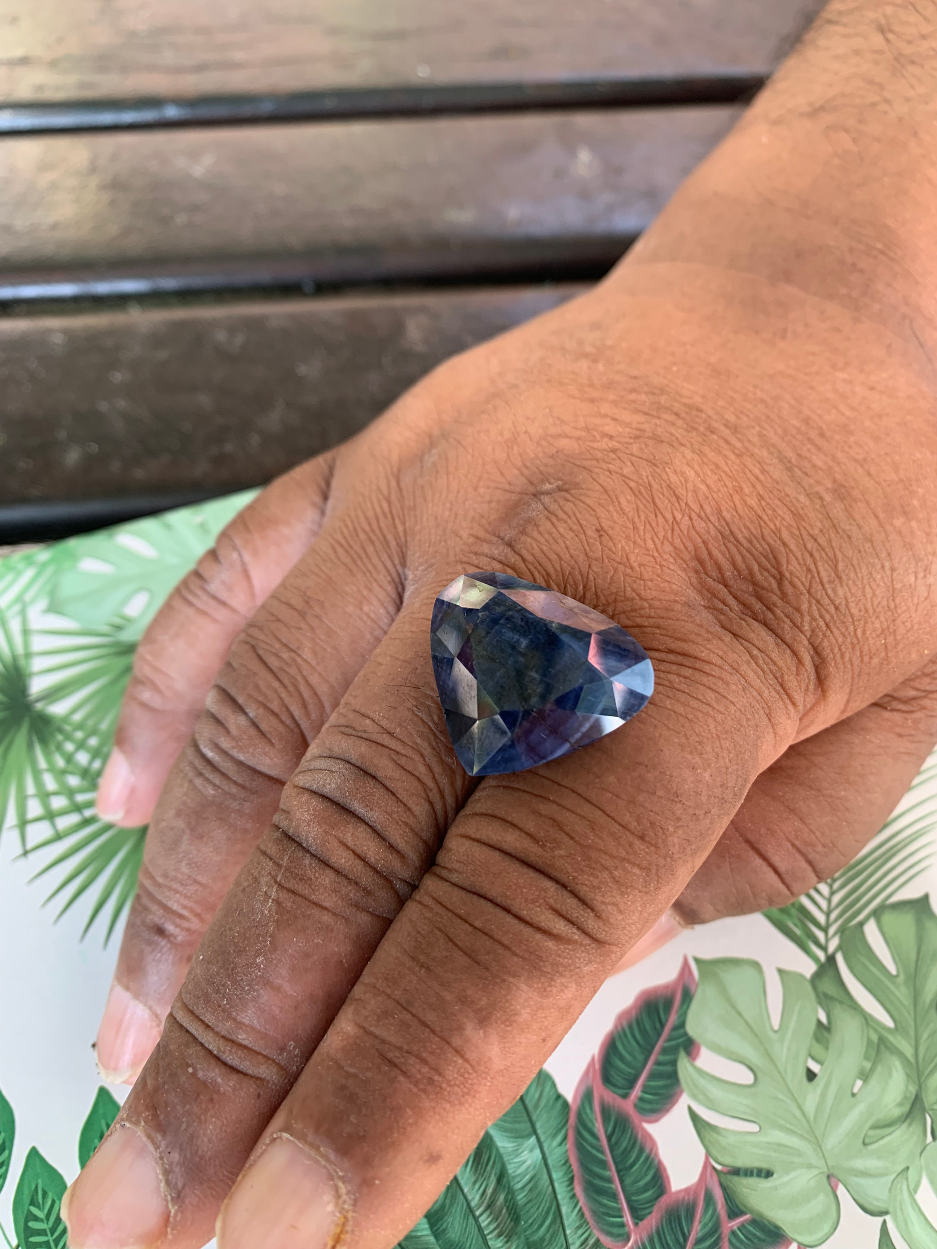 CERTIFIED-59.94ct Blue Sapphire from Sri Lanka Heart Shape Opaque