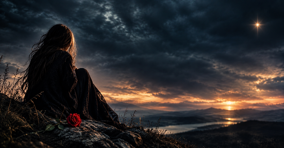 Dark silhouette representing mental health struggles, suicide prevention and hope