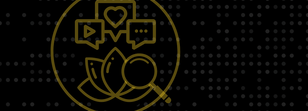 yellow circle icon with magnifying lens and callout boxes