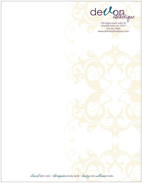 Devon Esthetique Letterhead with logo in top right corner
