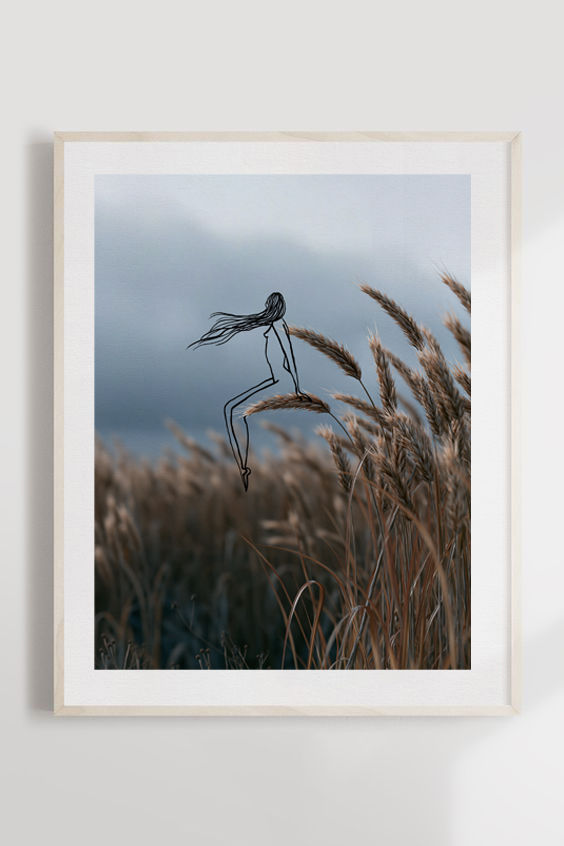 Wind writer print in frame