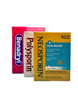assorted topical creams for pain relief & first aid 