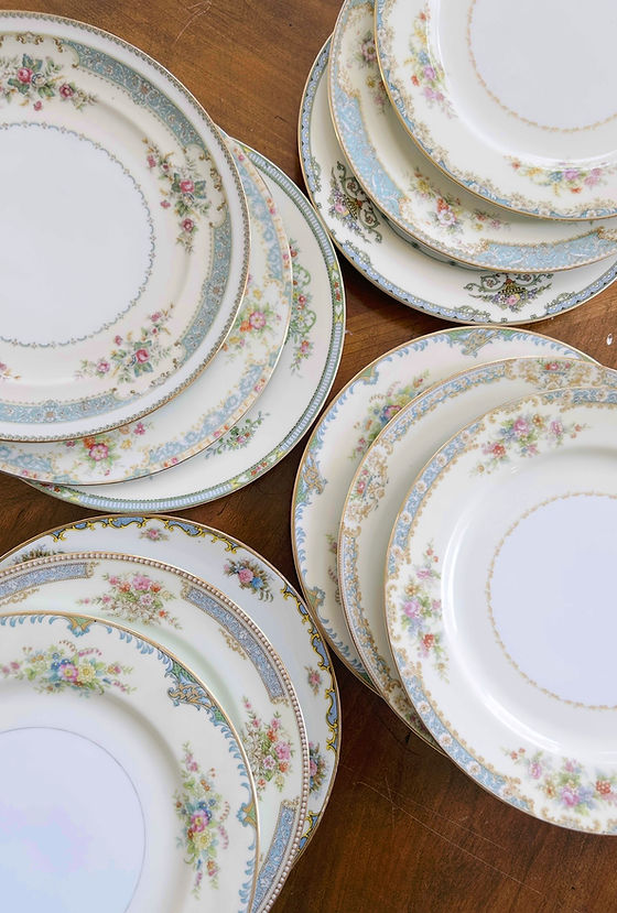 Blue floral plate collection