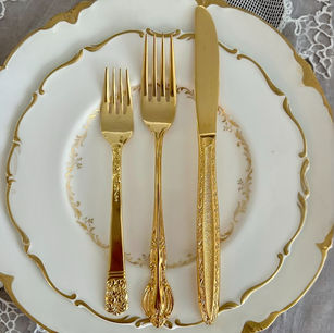 silver plated vintage dinner fork, dinner knife, and salad fork