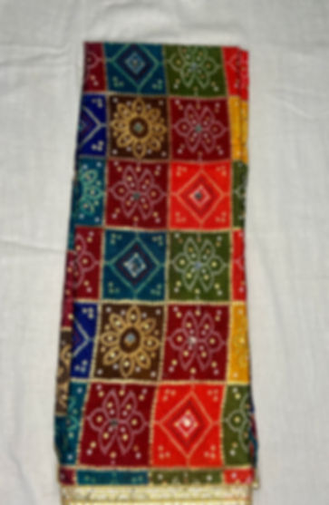 Multicolor Bandhani-Style Embroidered Dupatta with Mirror Work