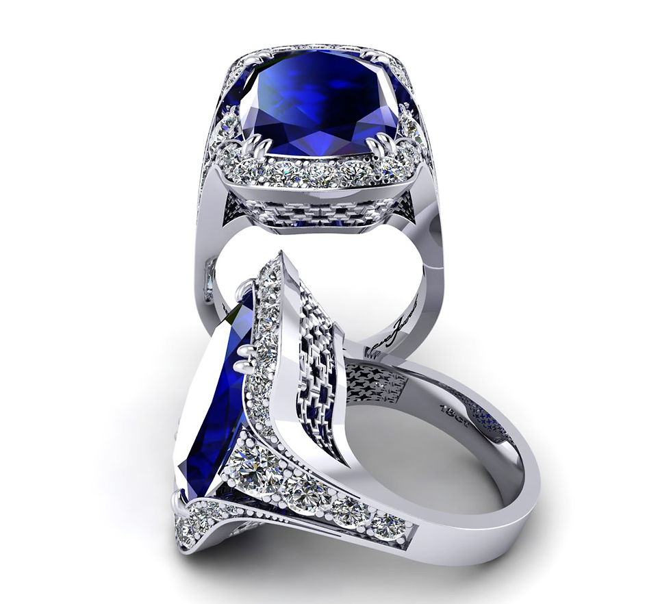 Thumbnail: 18ct White gold cushion cut 7ct Tanzanite dress ring
