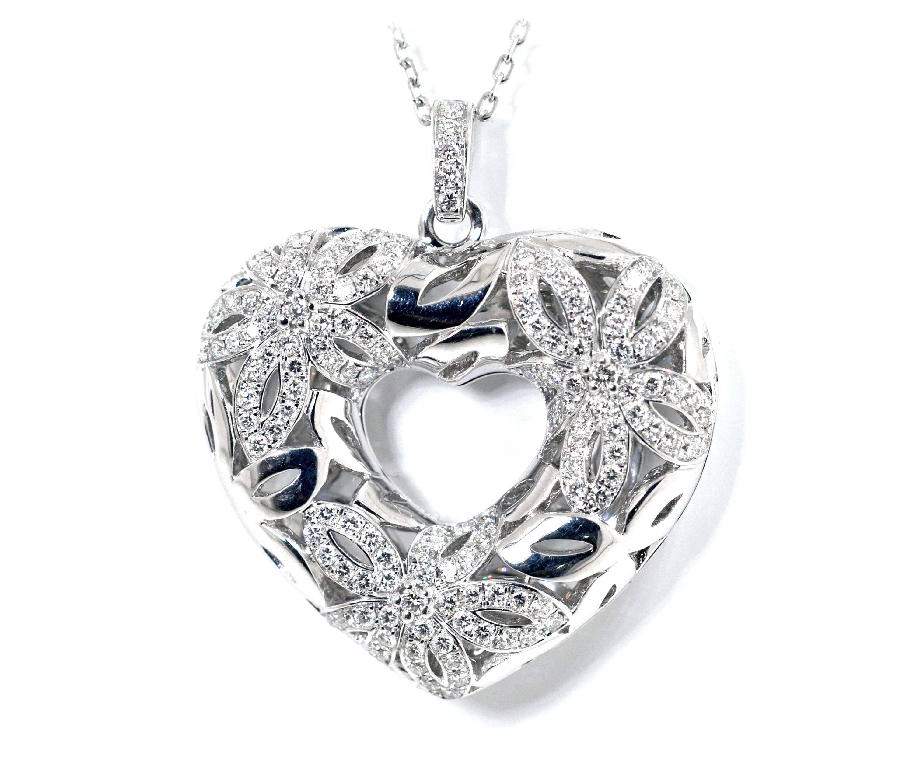 filigree diamond heart pendant