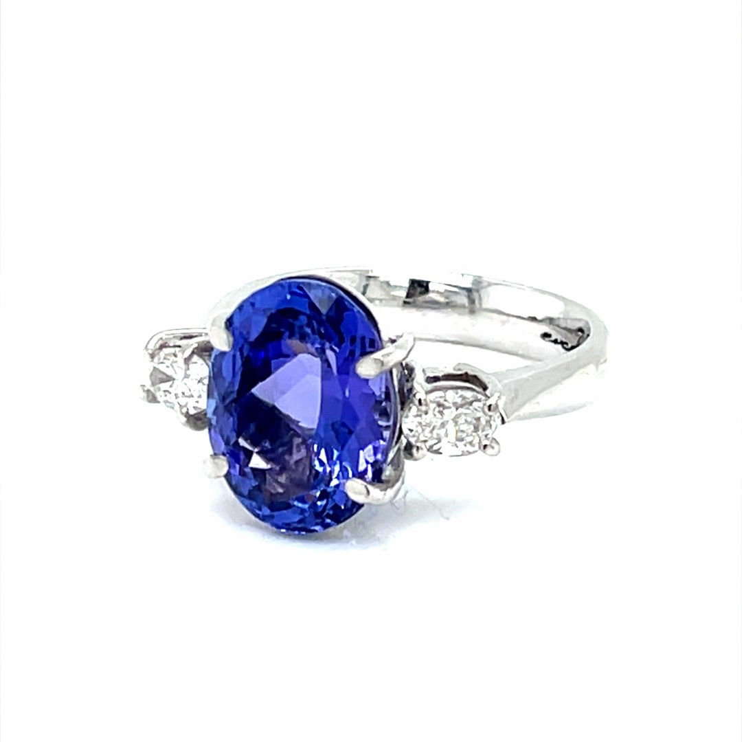 Oval Trilogy Tanzanite & Diamond Ring 